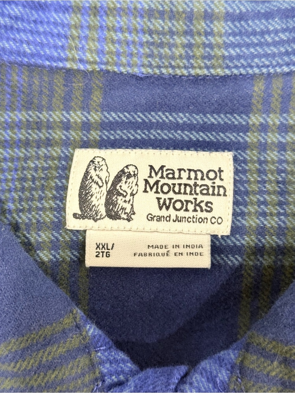 Marmot Mountain Works Men’s Incline Heavyweight Flannel Shirt Blue Plaid NWT - Picture 7 of 11